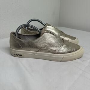 SeaVees Sunset Strip Sneaker Leather Gold Shimmer Slip On Sneakers Size US 9
